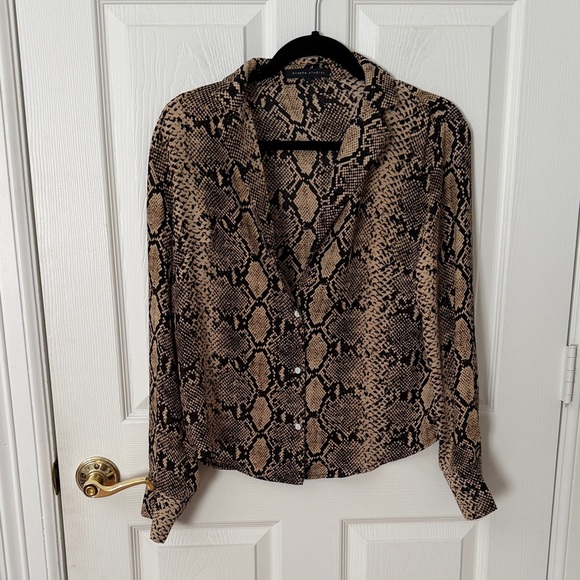 Etophe Studios Tops - Snake Print Button-Down Blouse in Tan + Black etophe studios medium